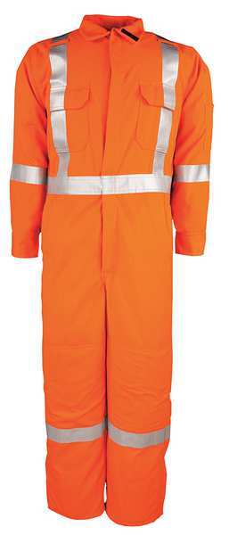 Flame Resistant Coverall, Orange, Tencate Tecasafe(R) Plus, 5XL