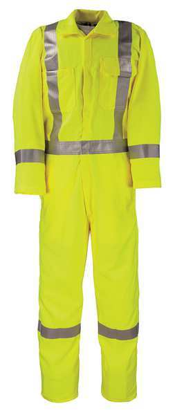 Flame Resistant Coverall, Yellow, Tencate Tecasafe(R) Plus, L