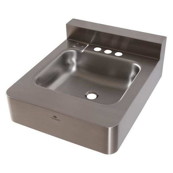 Silver Bathroom Sink, Stainless Steel, Wall Mount Bowl Size 14