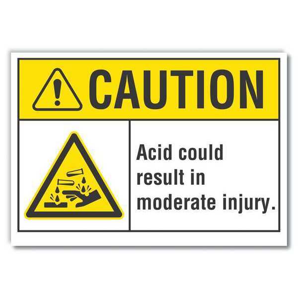 Caution Sign, 10 in H, 14 in W, Non-PVC Polymer, Horizontal Rectangle, English, LCU3-0003-ED_14x10