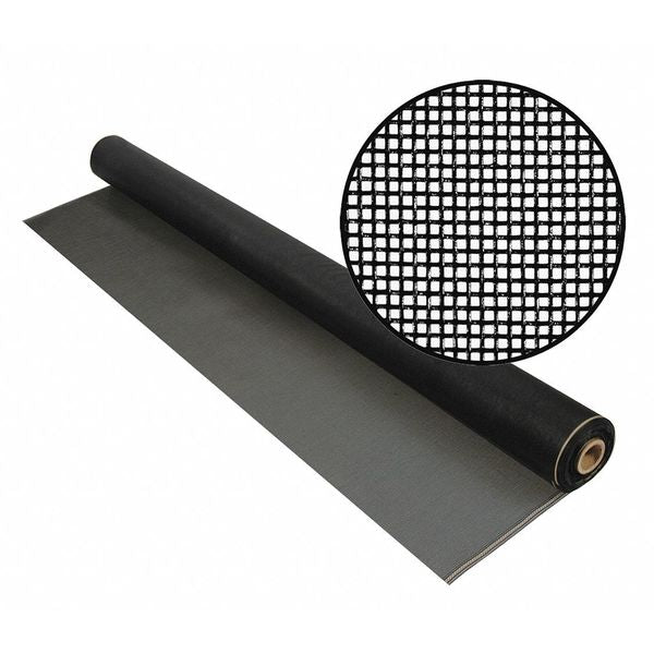 Door and Window Screen, Fiberglass, 36 in W, 25 ft L, 0.013 in Wire Dia, Charcoal