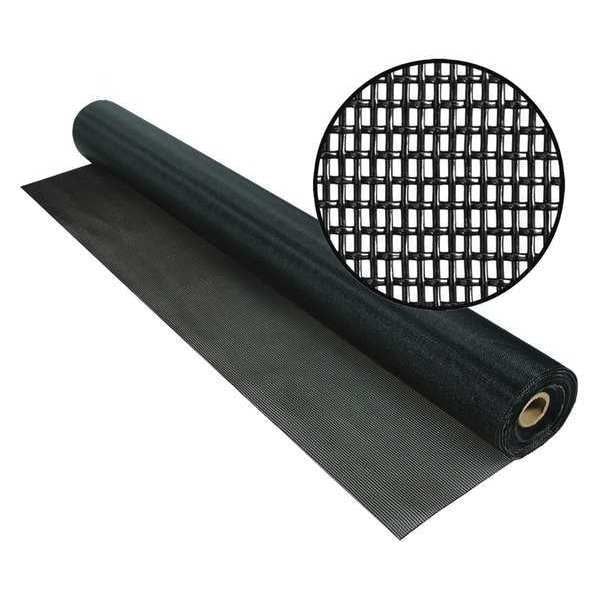Pet Door and Window Screen, Vinyl Coated Polyester, 72 in W, 50 ft L, 0.025 in Wire Dia, Black