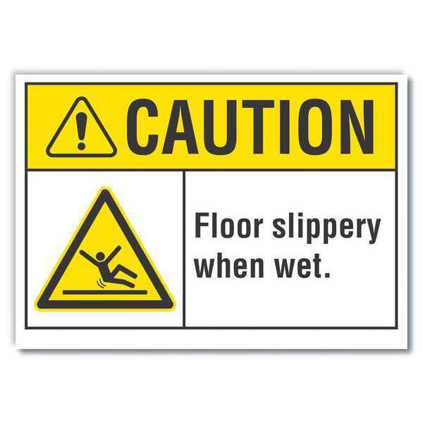 Caution Sign, 10 in H, 14 in W, Non-PVC Polymer, Horizontal Rectangle, LCU3-0020-ED_14x10