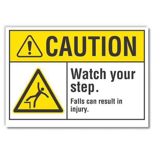 Caution Sign, 10 in H, 14 in W, Non-PVC Polymer, Horizontal Rectangle, LCU3-0022-ED_14x10