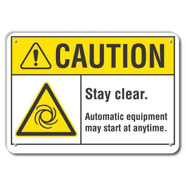Reflective  Stay Clear Caution Sign, 10 in Height, 14 in Width, Aluminum, Horizontal Rectangle