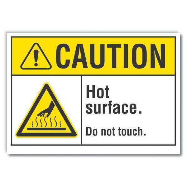 Caution Sign, 5 in H, 7 in W, Reflective Sheeting, Horizontal Rectangle, English, LCU3-0009-RD_7x5