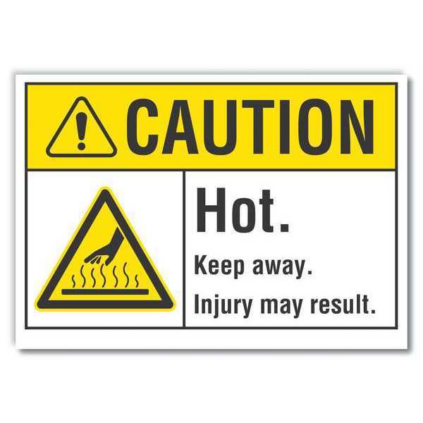 Caution Sign, 7 in H, 10 in W, Non-PVC Polymer, Vertical Rectangle, English, LCU3-0010-ED_10x7