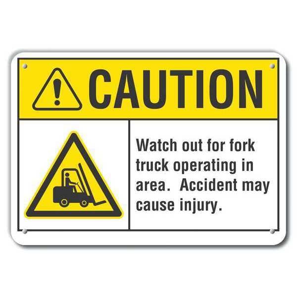 Caution Sign, 10 in H, 14 in W, Aluminum, Horizontal Rectangle, English, LCU3-0014-RA_14x10