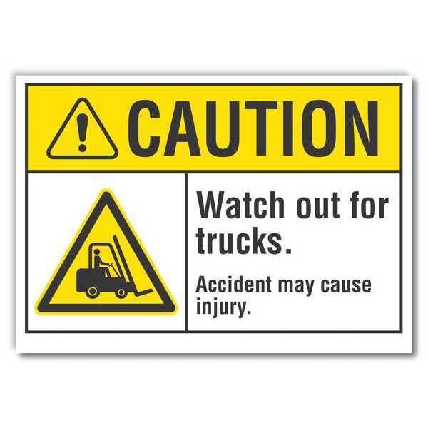 Caution Sign, 10 in H, 14 in W, Reflective Sheeting, Horizontal Rectangle, LCU3-0015-RD_14x10
