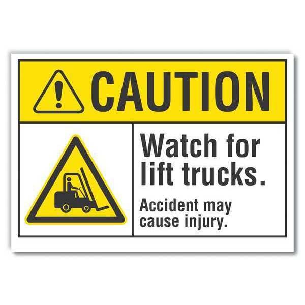 Caution Sign, 7 in H, 10 in W, Non-PVC Polymer, Vertical Rectangle, English, LCU3-0016-ED_10x7