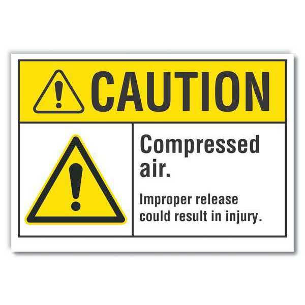 Caution Sign, 3 1/2 in H, 5 in W, Horizontal Rectangle, English, LCU3-0037-RD_5x3.5