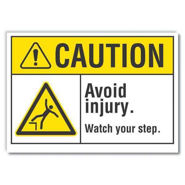 Caution Sign, 7 in H, 10 in W, Non-PVC Polymer, Vertical Rectangle, English, LCU3-0023-ED_10x7
