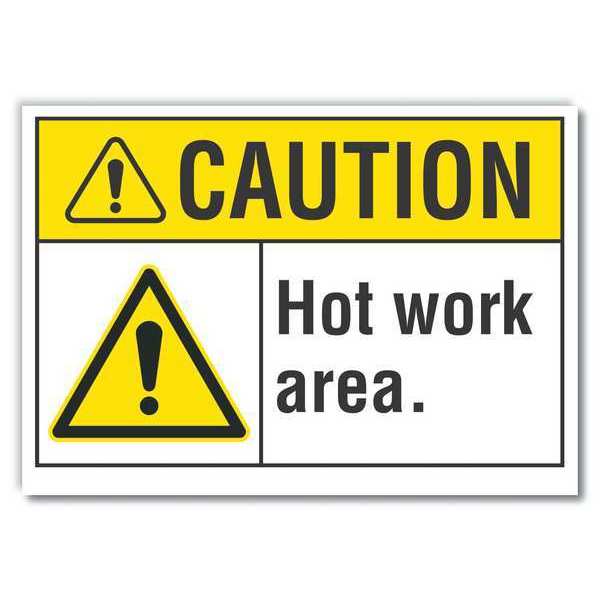 Caution Sign, 3 1/2 in Height, 5 in Width, Reflective Sheeting, Horizontal Rectangle, English