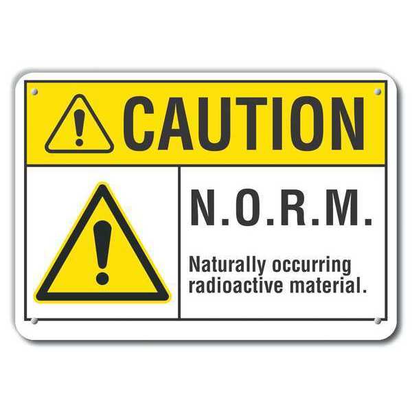 Reflective  Radioactive Caution Sign, 7 in Height, 10 in Width, Aluminum, Vertical Rectangle