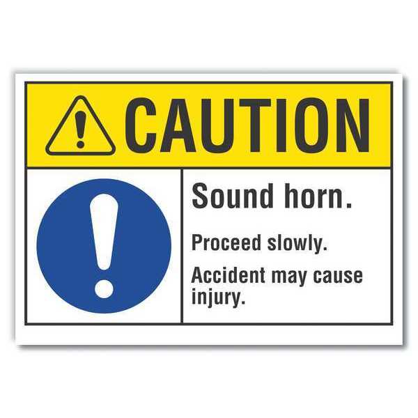 Caution Sign, 7 in H, 10 in W, Non-PVC Polymer, Vertical Rectangle, English, LCU3-0045-ED_10x7