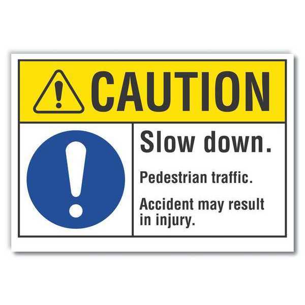 Caution Sign, 7 in H, 10 in W, Non-PVC Polymer, Vertical Rectangle, English, LCU3-0046-ED_10x7