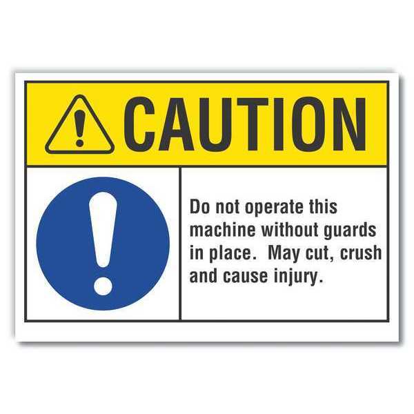 Caution Sign, 5 in Height, 7 in Width, Reflective Sheeting, Horizontal Rectangle, English