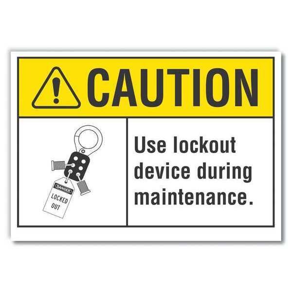 Caution Sign, 7 in Height, 10 in Width, Non-PVC Polymer, Vertical Rectangle, English