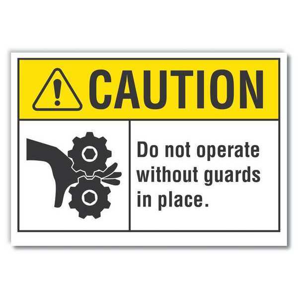 Caution Sign, 7 in Height, 10 in Width, Non-PVC Polymer, Vertical Rectangle, English
