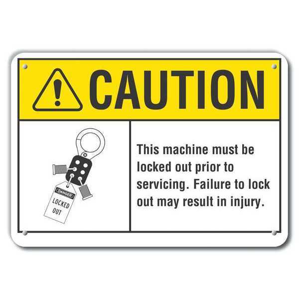 Caution Sign, 7 in Height, 10 in Width, Plastic, Vertical Rectangle, English