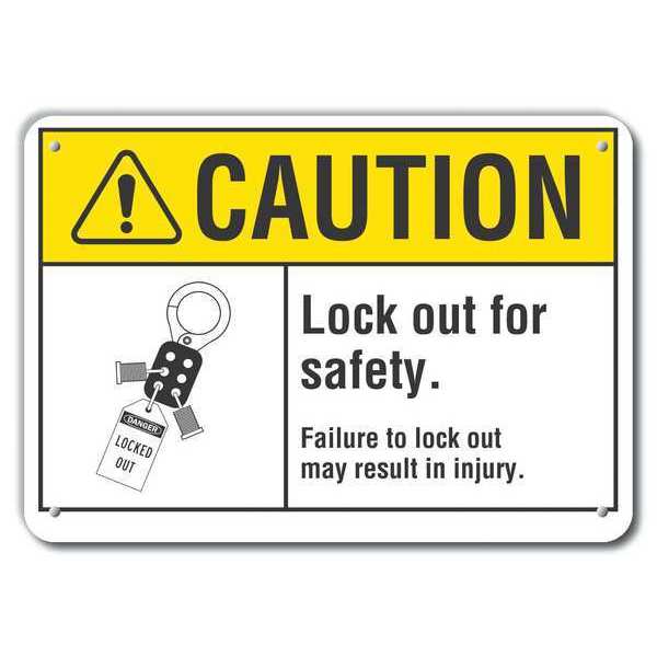 Caution Sign, 10 in Height, 14 in Width, Plastic, Horizontal Rectangle, English