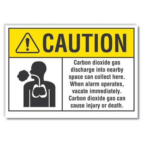 Carbon Dioxide Caution Reflective Label, 5 in H, 7 in W, English, LCU3-0093-RD_7x5