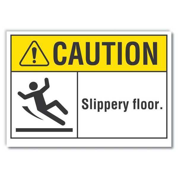 Caution Sign, 10 in H, 14 in W, Non-PVC Polymer, Horizontal Rectangle, LCU3-0095-ED_14x10