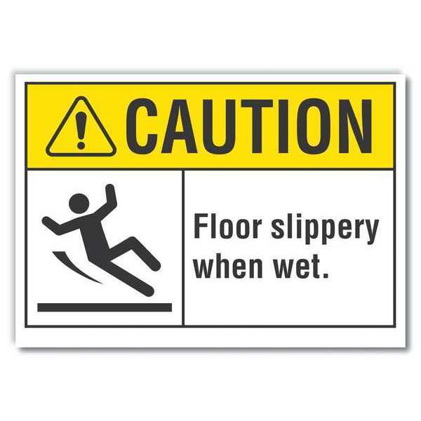 Caution Sign, 10 in H, 14 in W, Non-PVC Polymer, Horizontal Rectangle, LCU3-0096-ED_14x10