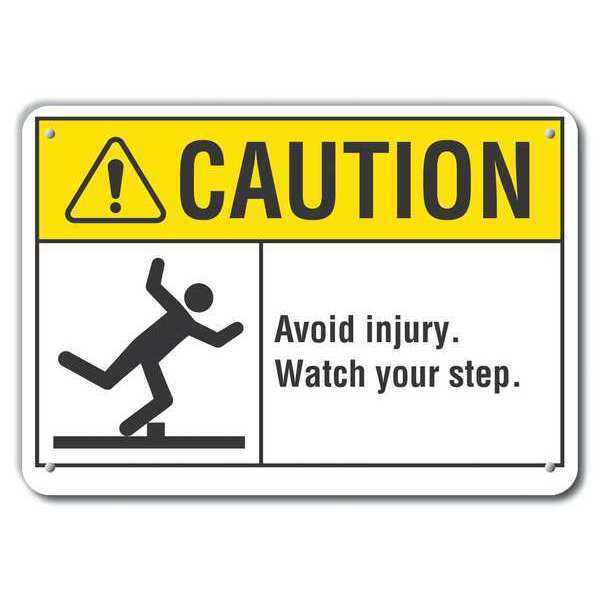 Reflective Steps Caution Sign, 7 in H, 10 in W, Aluminum, Vertical Rectangle, LCU3-0098-RA_10x7