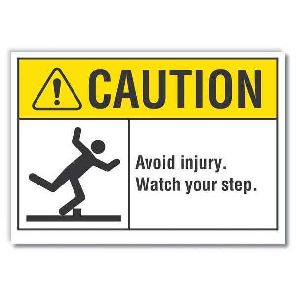 Steps Caution Reflective Label, 10 in H, 14 in W, , English, LCU3-0098-RD_14x10