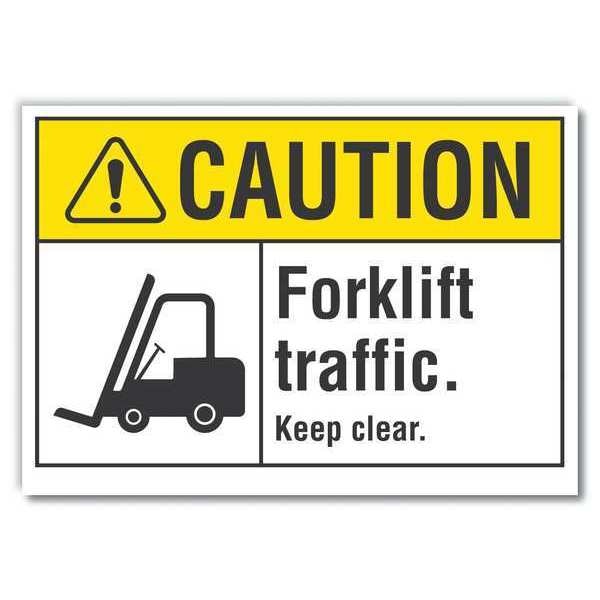 Lift Truck Traffic Caution Reflective Label, 7 in H, 10 in W, LCU3-0119-RD_10x7