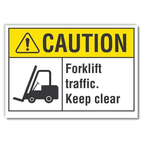 Caution Sign, 3 1/2 in H, 5 in W, Reflective Sheeting, Horizontal Rectangle, LCU3-0120-RD_5x3.5