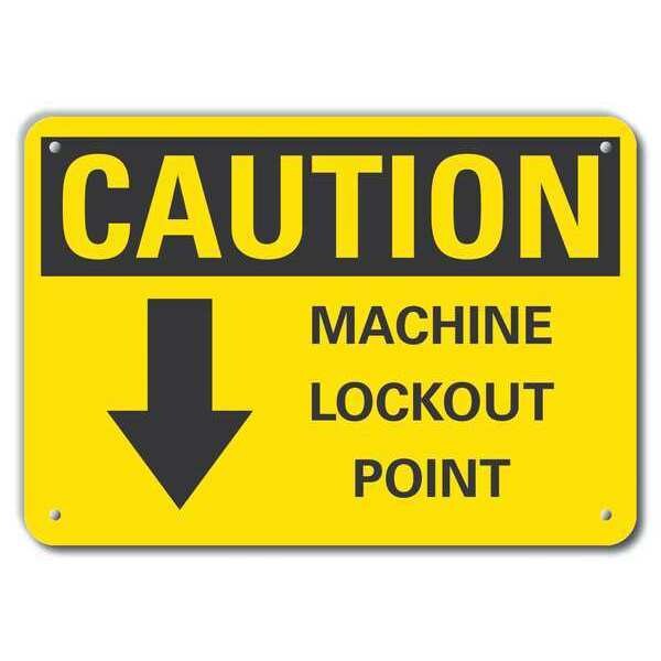 Reflective  Lockout Tagout Caution Sign, 10 in Height, 14 in Width, Aluminum, Horizontal Rectangle
