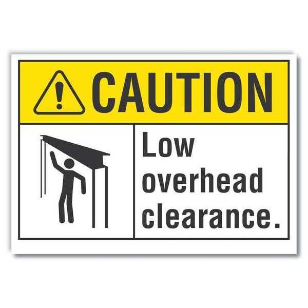 Low Clearance Caution Reflective Label, 10 in Height, 14 in Width, Reflective Sheeting, English