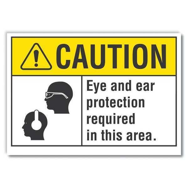 Caution Sign, Self-Adhesive Vinyl, 7 in. H