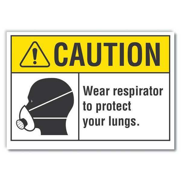 Caution Sign, Self-Adhesive Vinyl, 5 in. H