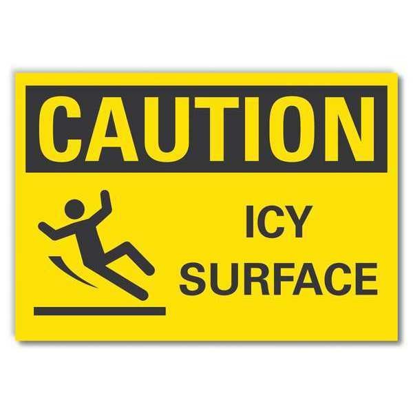 Caution Sign, 10 in Height, 14 in Width, Non-PVC Polymer, Horizontal Rectangle, English