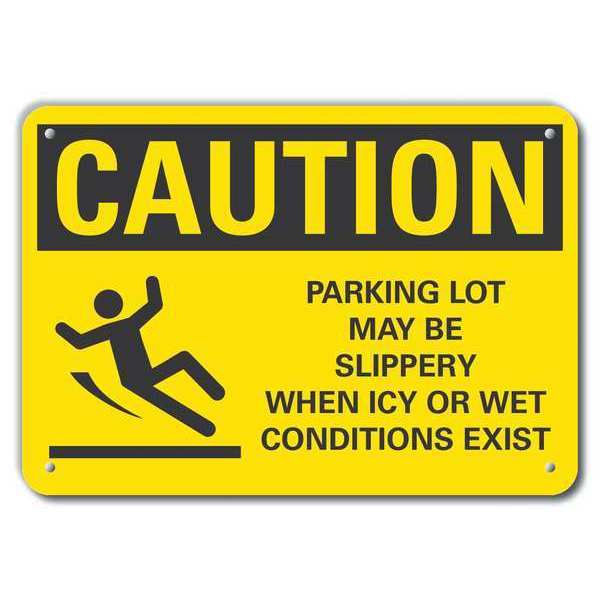 Reflective Slippery Caution Sign, 7 in H, 10 in W, Aluminum, Vertical Rectangle, LCU3-0139-RA_10x7