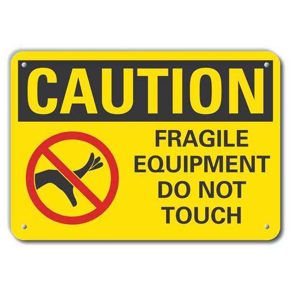 Caution Sign, 10 in Height, 14 in Width, Plastic, Horizontal Rectangle, English