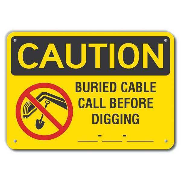 Caution Sign, 7 in H, 10 in W, Plastic, Vertical Rectangle, English, LCU3-0132-NP_10x7