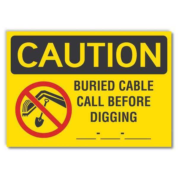 Caution Sign, 7 in H, 10 in W, Non-PVC Polymer, Vertical Rectangle, English, LCU3-0132-ED_10x7