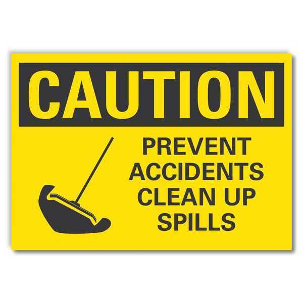 Caution Sign, 10 in H, 14 in W, Non-PVC Polymer, Horizontal Rectangle, LCU3-0154-ED_14x10