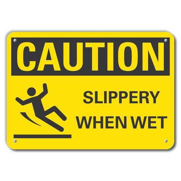 Caution Sign, 7 in H, 10 in W, Aluminum, Vertical Rectangle, English, LCU3-0141-RA_10x7