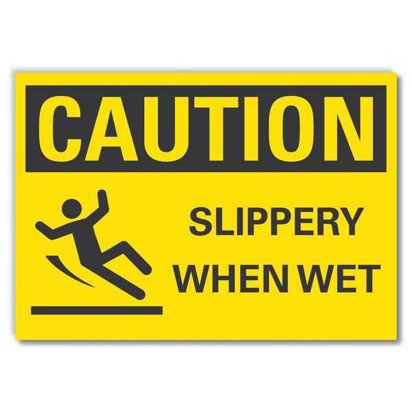 Caution Sign, 10 in H, 14 in W, Non-PVC Polymer, Horizontal Rectangle, LCU3-0141-ED_14x10