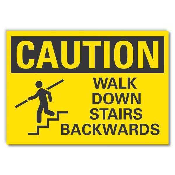 Steps Caution Reflective Label, 10 in Height, 14 in Width, Reflective Sheeting, English