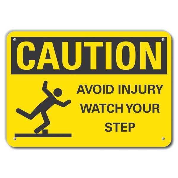 Caution Sign, 10 in H, 14 in W, Plastic, Horizontal Rectangle, English, LCU3-0144-NP_14x10