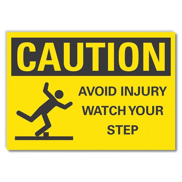 Caution Sign, 10 in H, 14 in W, Non-PVC Polymer, Horizontal Rectangle, LCU3-0144-ED_14x10