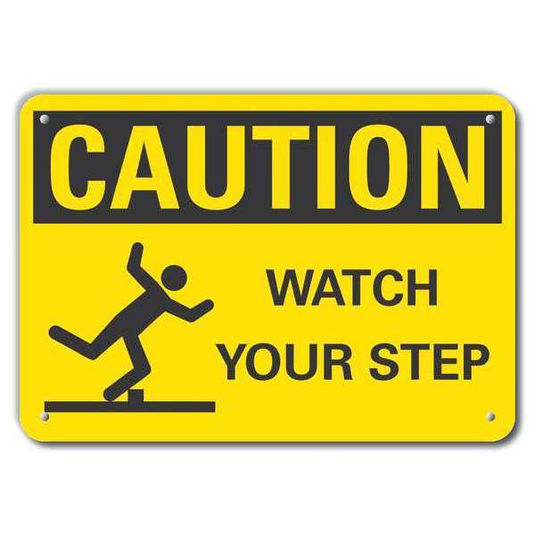 Caution Sign, 10 in H, 14 in W, Aluminum, Horizontal Rectangle, LCU3-0145-RA_14x10