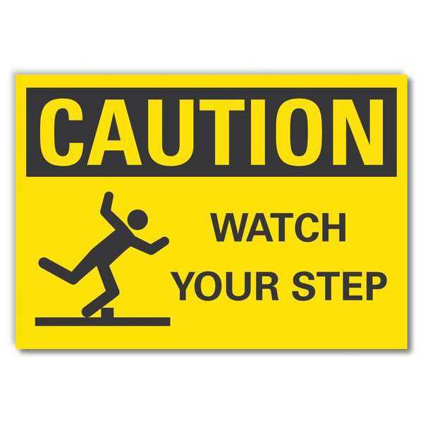Caution Sign, 5 in H, 7 in W, Reflective Sheeting, Horizontal Rectangle, English, LCU3-0145-RD_7x5