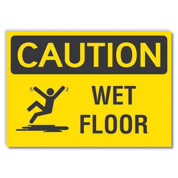Caution Sign, 7 in H, 10 in W, Non-PVC Polymer, Vertical Rectangle, English, LCU3-0146-ED_10x7
